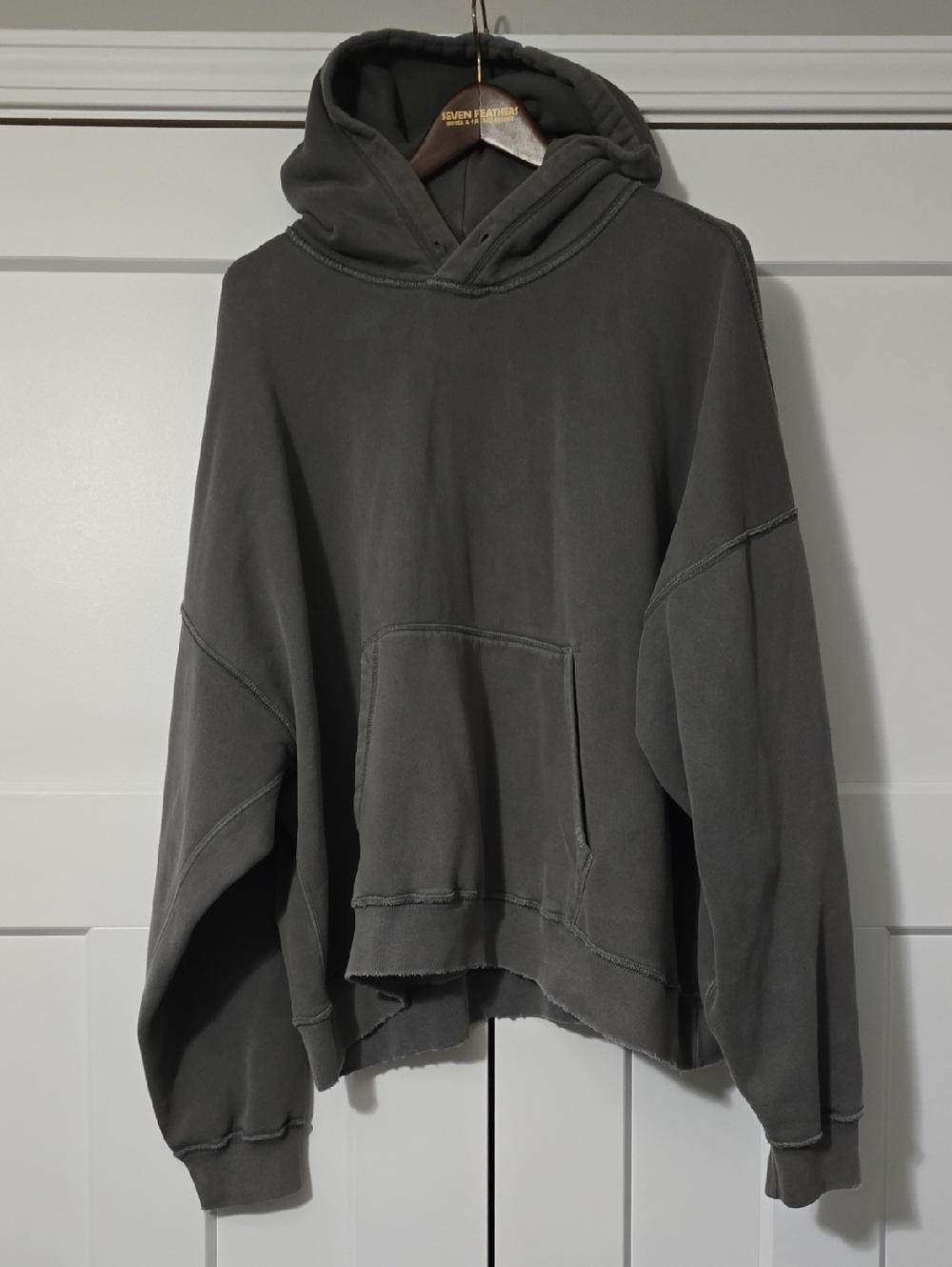 Abercrombie & Fitch Washed Charcoal Cropped Pullover Hoodie